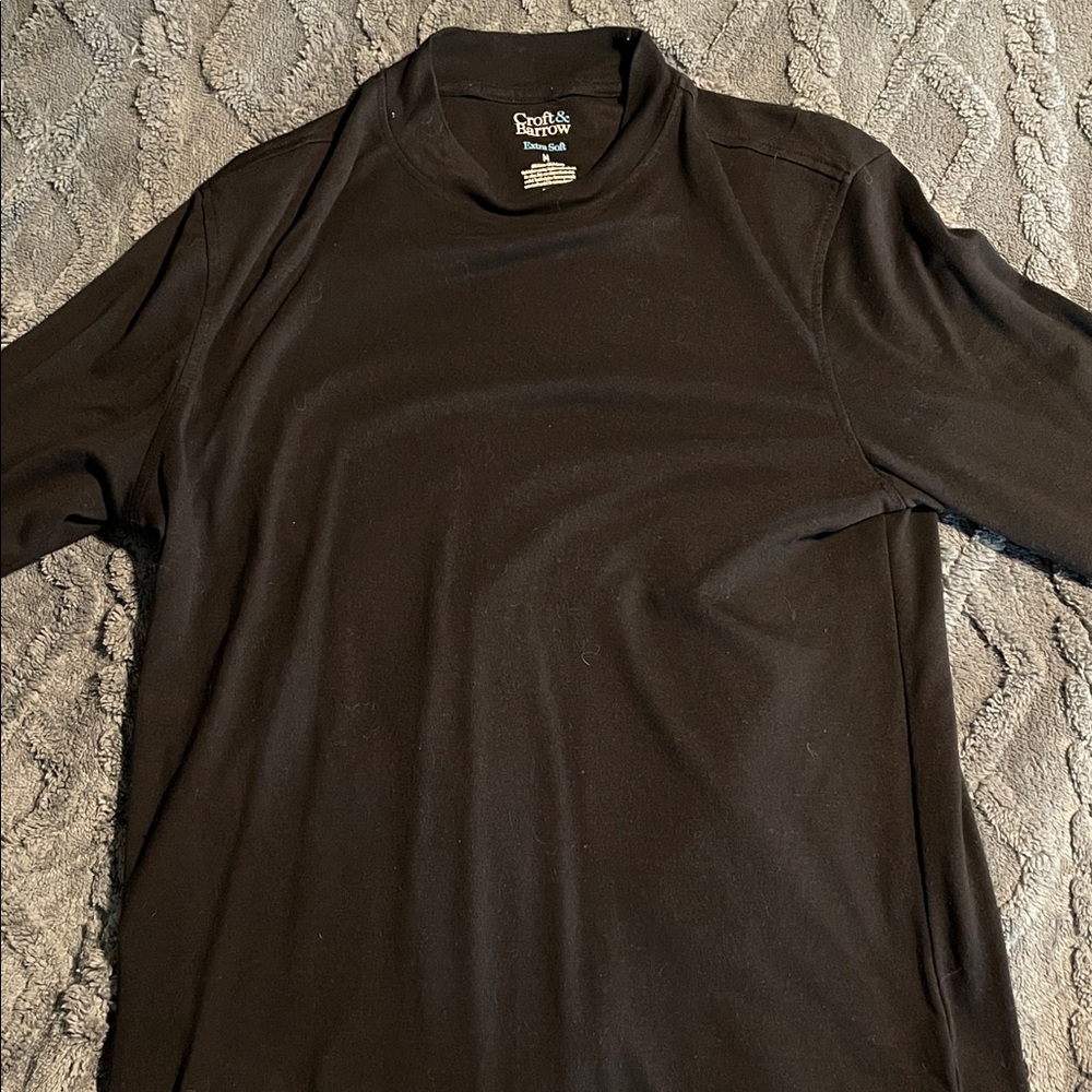 croft & barrow Black Long Sleeve Crew Neck Shirt